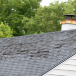 Visual representation of common signs indicating roof damage in Louisville, including missing shingles, water leaks, and sagging areas.